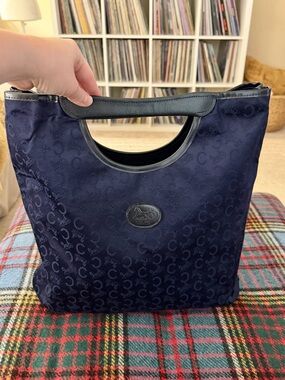 Vintage Y2K Celine Noevir Macadam canvas Tote Bag with Leather Handles